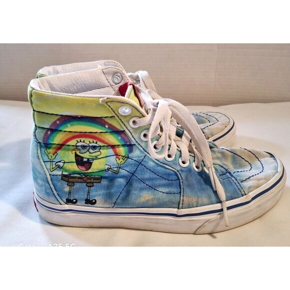 Vans Off The Wall SpongeBob SquarePants High-Top Sneakers Tie-Dye Canvas Multi-C - Picture 6 of 14